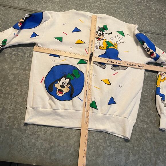 Vintage Goofy AOP Shapes Crewneck Sweatshirt XL USA Geometric 80s 90s Disney - Picture 7 of 9